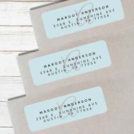 Mongoram Chic Stijlvol Schrift Blauw Retouradres Etiket