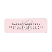 Mongoram Chic Stylische Script Roze Retouradres Etiket (Voorkant)