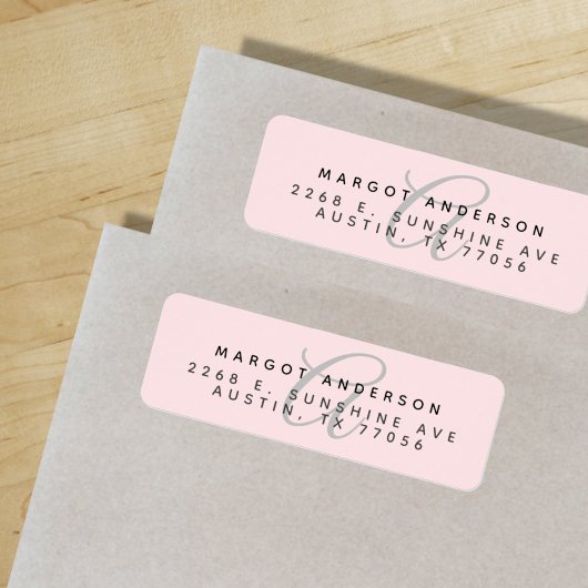 Mongoram Chic Stylische Script Roze Retouradres Etiket
