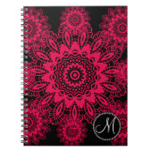 Mongram Black Hot Pink Fuchsia Lace Snowflake Notitieboek (Voorkant)