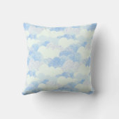 Mongram blauw en wit Abstract getextureerde wolken Kussen (Achterkant)