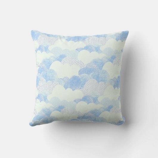 Mongram blauw en wit Abstract getextureerde wolken Kussen (Achterkant)