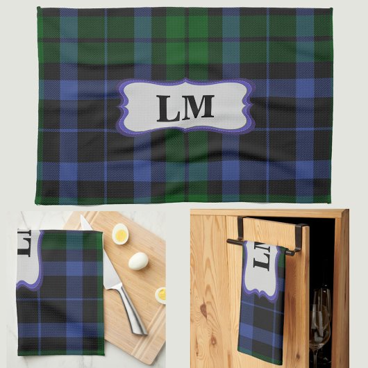 Mongram Wallace Tartan Blauw Groen Sport & Keuken Theedoek