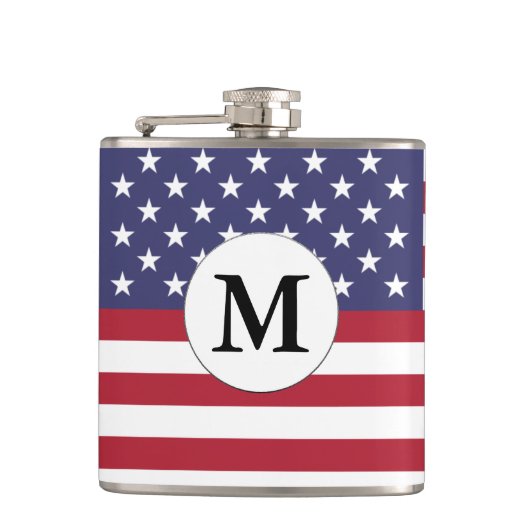 Mongrammed American Flag Hip Flask Heupfles (Voorkant)