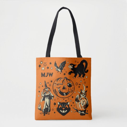 Mongrammed Retro Halloween Tote Bag (Voorkant)