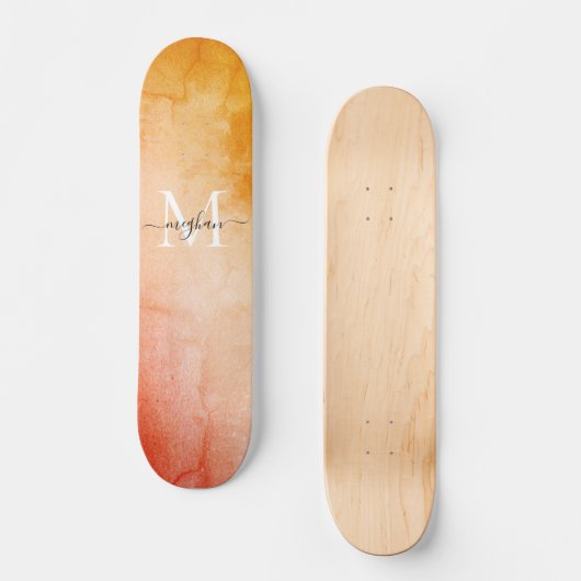 Mongramscript voor moderne Waterverf Persoonlijk Skateboard (Voorkant)