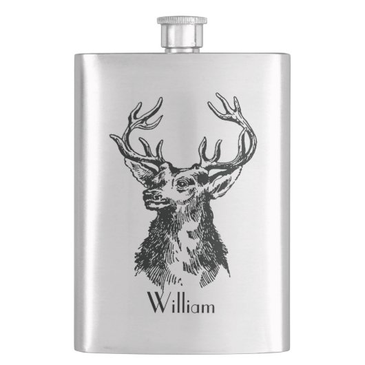 Mongramstenen hoofd met Antlers Deer Flacon (Voorkant)