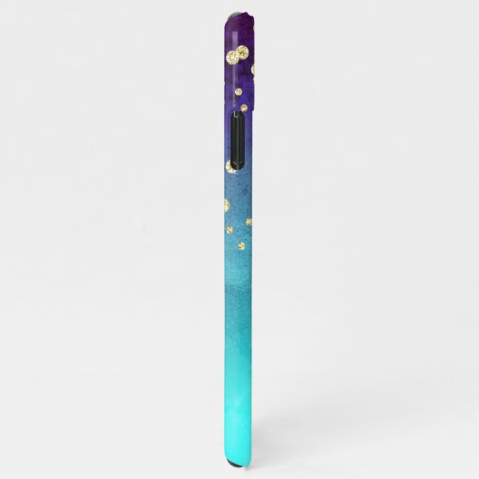 Mongstaartbruine goudglittermonogram iPhone hoesje (Rechterkant)