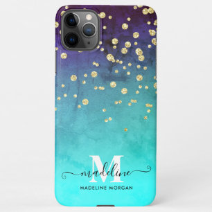 Mongstaartbruine goudglittermonogram iPhone 11Pro max hoesje