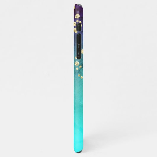 Mongstaartbruine goudglittermonogram iPhone hoesje (Linkerkant)