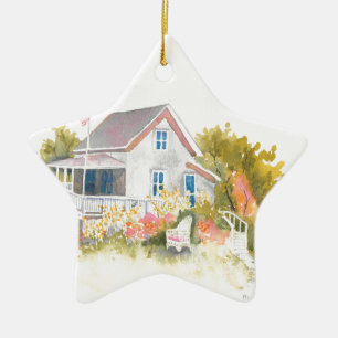 Monhegan Cottage J Kilburn Keramisch Ornament