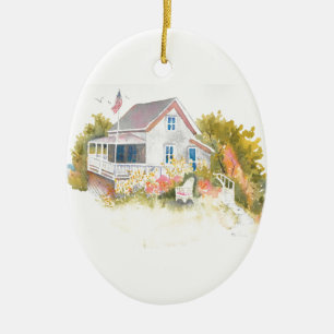 Monhegan Cottage J Kilburn Keramisch Ornament
