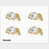 Monhegan Cottage J Kilburn Ovale Sticker (Vel)