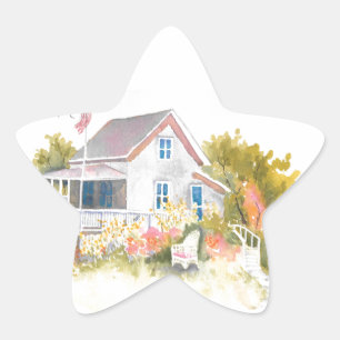 Monhegan Cottage J Kilburn Ster Sticker