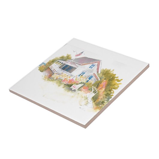 Monhegan Cottage J Kilburn Tegeltje (Zijkant)