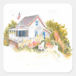 Monhegan Cottage J Kilburn Vierkante Sticker