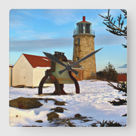 Monhegan Island Lighthouse, Maine Vierkante Klok