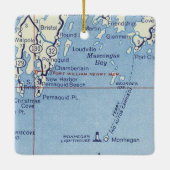 Monhegan Lighthouse Map Keramisch Ornament (Achterkant)