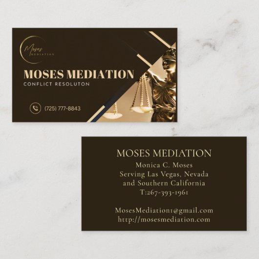 Monica C Moses I Mozes Bemiddeling Visitekaartje (Voorkant / Achterkant)