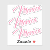 Monica Decoratieve Naam in Roze x3 Sticker (Vel)