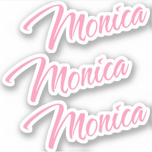 Monica Decoratieve Naam in Roze x3 Sticker (Voorkant)