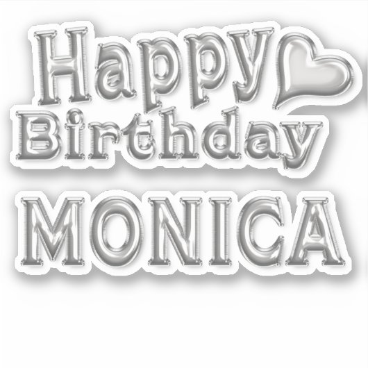 Monica Happy Birthday silver Aufkleber Sticker (Voorkant)