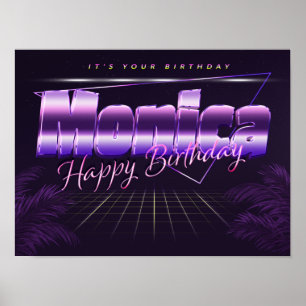 Monica Name Vorname lila retro Poster Geburtstag