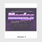 Monica Name Vorname lila retro Sticker Geburtstag (Vel)