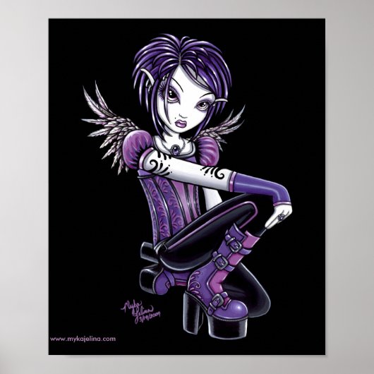 "Monica" Paarse Tattoo Angel Posters (Voorkant)