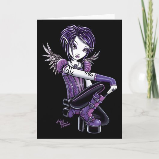 "Monica" Purple Tattoo Angel Card Kaart (Voorkant)