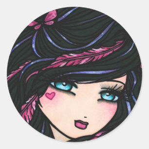 "Monica" Valentijn Heart Feather Mermaid Stickers