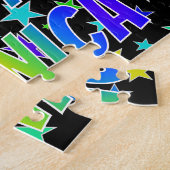 "MONICA" Voornaam, geun "HAPPY BIRTHDAY" Legpuzzel (Zijkant)