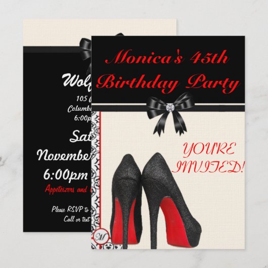 Monica's 45e verjaardag Invite Kaart (Voorkant / Achterkant)