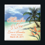 Monika's Custom Bruiloft Favor Keepsake Magnet<br><div class="desc">Dit opslaan van de datumaankondiging is gepersonaliseerd voor een klant, maar als u van wat u ziet houdt, is er een lege sjabloon die u kunt aanpassen met uw eigen tekst- en lettertypevoorkeuren. Aanpasbare stickers, bewaar de datumaankondigingen, uitnodigingen, stickers, briefkaarten en RSVP-kaarten zijn ook beschikbaar voor dit ontwerp. Als je...</div>