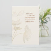 Monimalist Beige Neutral Monogram Wedding Invitati Kaart (Staand voorkant)