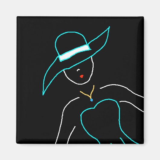 Monique Mode Bord Folk Art Magnet (Voorkant)