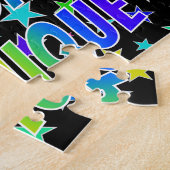 "MONIQUE" Voornaam, geun "HAPPY BIRTHDAY" Legpuzzel (Zijkant)