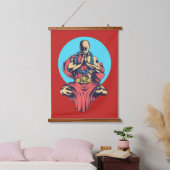 Monk bidden op rood hangend wandkleed (Slaapkamer)