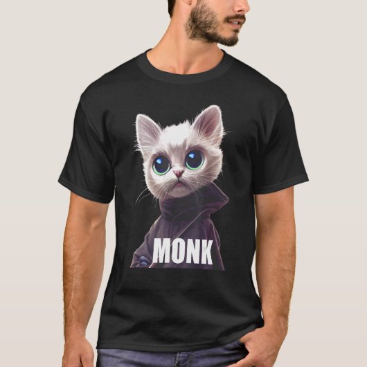 Monk Cat Kitten Merch klooster punt T-shirt (Voorkant)