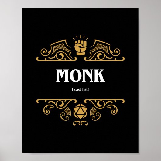 Monk Class Tabletop RPG Gaming Poster (Voorkant)