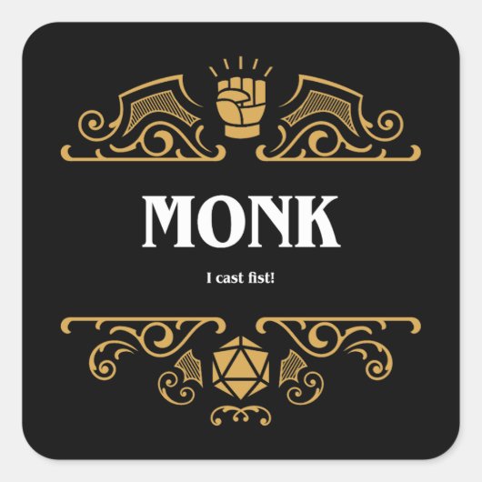 Monk Class Tabletop RPG Gaming Vierkante Sticker (Voorkant)