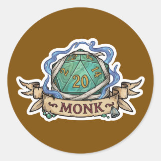 Monk D20 Class Crest Sticker - Funny D&D Monk Dice