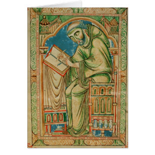Monk Eadwine aan het werk met het manuscript,