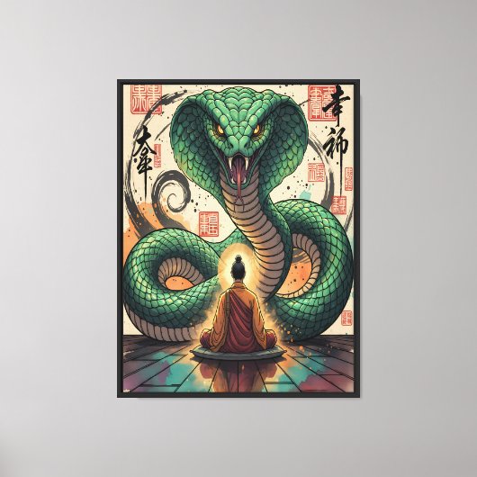 Monk en Slang Canvas Afdruk (Voorkant)