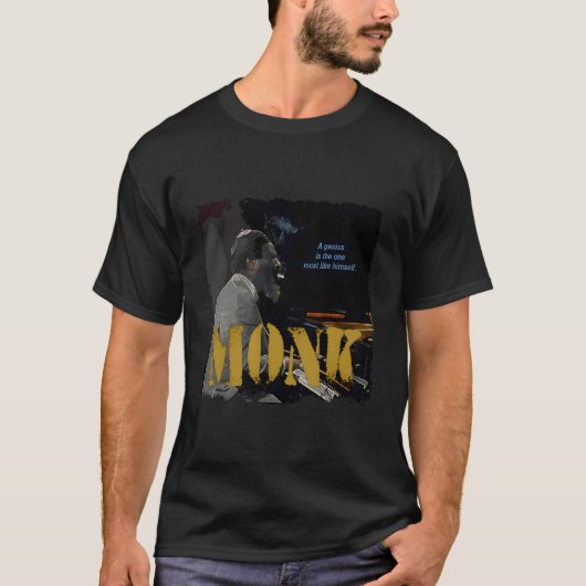 Monk Jazz Wijsheid Pianist Muzikant T-shirt (Voorkant)