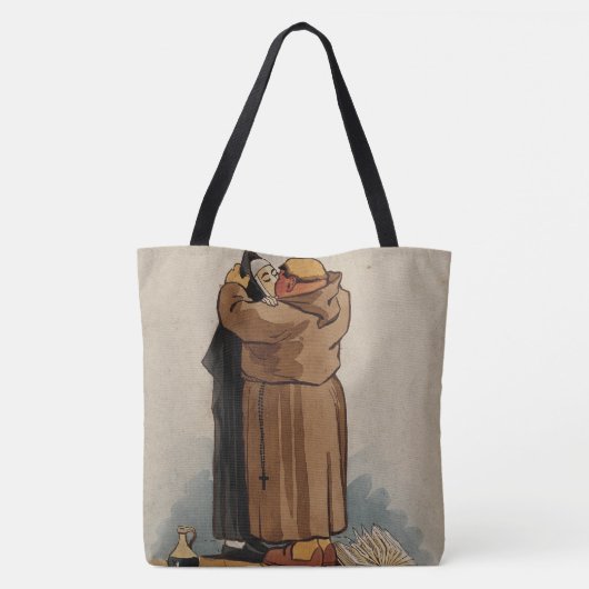Monk kussen non, grappige Waterverf Canvas tas (Achterkant)