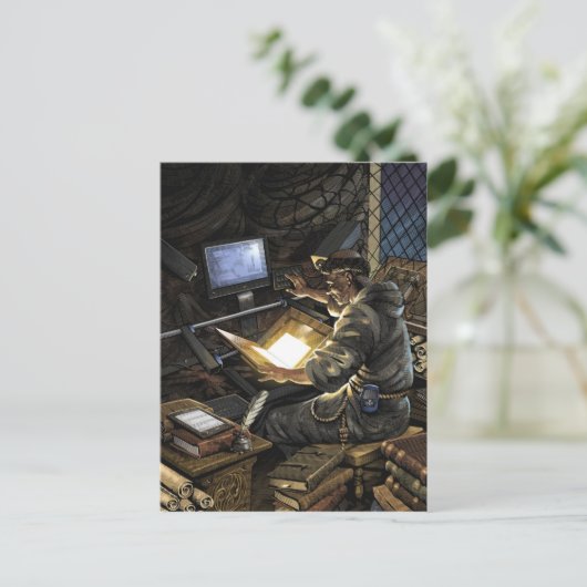 Monk met Briefkaart voor boekscanner (Staand voorkant)