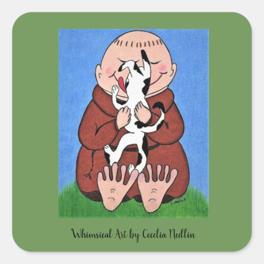 Monk met Hond stickers (Voorkant)