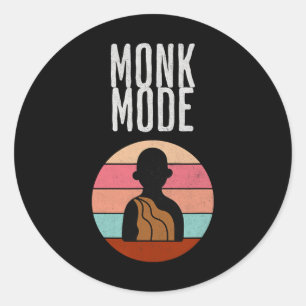 Monk Mode, Zen En Yoga, Meditatie, boeddhistisch,  Ronde Sticker