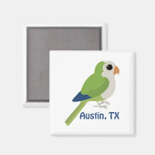 Monk Paraket -Austin, Texas Magneet (Voorkant / Achterkant)